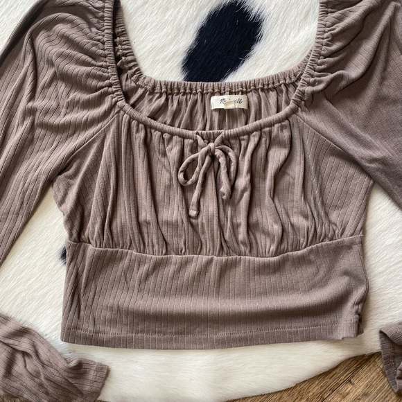 Madewell Ribbed Square-Neck Long-Sleeve Top - Picture 3 of 10